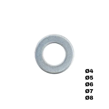 Rondella piana ø4, ø5, ø6, ø7, ø8 mm zincata